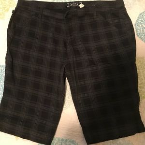 Black Plaid Bermuda Shorts